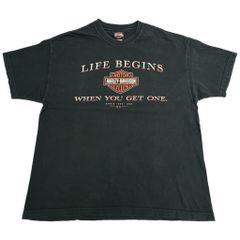 00年代 USA製 HARLEY DAVIDSON ハーレーダビッドソン ロゴＴシャツ モーターサイクル ブラック(メンズ XL)中古 古着 Y0782