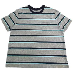 ボーダーポケットＴシャツ 大きいサイズ グレー(メンズ 2XL相当)中古 古着 Y0785