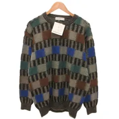 ヒロココシノ HIROKO KOSHINO HOMME タグ付き モヘア混ニット セーター パッチワークデザイン チェック F グレー 茶 ブラウン 青 ブルー /JS ■GY99のサムネイル