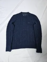 トミーヒルフィガー ケーブルニット ケーブル編みニット ポロ ウール セーター