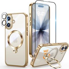 특가 상품 17용 클리어 케이스 Magsafe iPhone 대응 스트랩 홀 첨부 머그 세이프 아이폰 17 케이스 OYR 마호케이스 17 인기 미군 MIL 규격 취득·내충격(6.3 인치·골드)
