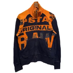 【中古】　G-STAR RAW　ジップアップスウェット　長袖　裏起毛　ラグラン　ハイネック　フルジップ　総柄　ブランドロゴ　プリント　古着　/1584のサムネイル