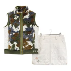 サイズ：L FILA GOLF フィラゴルフ  ボアジップベスト 中綿スカート セット カモフラ柄 ホワイト系 [240101670061] ゴルフウェア レディース ストスト