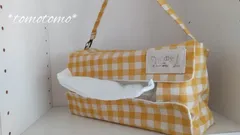鼻セレブ吊り下げ横向きティッシュケース(からしチェック)のサムネイル