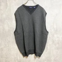 IZOD　アイゾッド　Vネックコットンニットベスト　千鳥格子　ビックシルエット　灰色　グレー　XXLサイズ　古着【値引き交渉OK！】