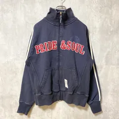 PRIDE&SOUL　長袖ジップアップスウェット　トレーナー　ワッペン　フルシップ　ハイネック　ポケット　Mサイズ　古着【値引き交渉OK！】
