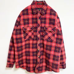 ～80s　Northwest Territory　CPOシャツジャケット　タータンチェック柄　赤　Lサイズ　古着【値引き交渉OK！】のサムネイル