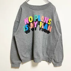 長袖ロゴプリントスウェット　トレーナー　クルーネック　アルファベット　グレー　レトロデザイン　秋冬服　古着【値引き交渉OK！】