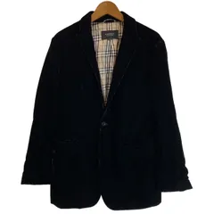 【中古】　BURBERRY BLACK LABEL　テーラードジャケット　ベロアジャケット　無地　シングルボタン　古着　/1156
