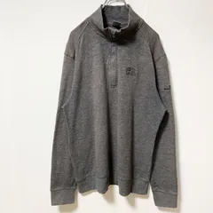 LEVELWEAR　ハーフジップスウェット/トレーナー　ワンポイント　刺繍ロゴ　ハイネック　ダークグレー　Lサイズ　古着【値引き交渉OK！】