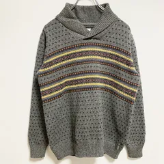 LEVI’S　リーバイス　長袖フェアアイル柄ニット　セーター　ショールカラー　グレー　秋冬服　Mサイズ　古着【値引き交渉OK！】のサムネイル