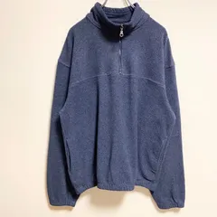 90s～　Kanu sport　ハーフジップフリースジャケット/ボアジャケット　無地　ハイネック　シンプル　紺　ネイビー　Mサイズ　古着【値引き交渉OK！】