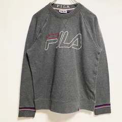 FILA　フィラ　長袖ビッグロゴ刺繍スウェット　トレーナー　クルーネック　グレー　秋冬服　Sサイズ　古着【値引き交渉OK！】