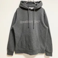 Reebok　リーボック　長袖ロゴプリントパーカー　スウェットプルオーバー　グレー　秋冬服　Mサイズ　古着【値引き交渉OK！】