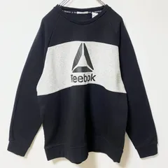 Reebok　リーボック　長袖クルーネックロゴプリントスウェット　トレーナー　ラグランスリーブ　ブラック　Lサイズ　古着【値引き交渉OK！】