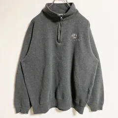 JAMERICA　ハーフジップスウェット/トレーナー　ワンポイント　刺繍ロゴ　アーチプリント　ハイネック　ダークグレー　Sサイズ　古着【値引き交渉OK！】