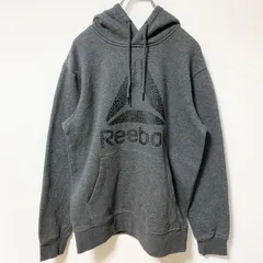 Reebok　リーボック　スウェットパーカー/フーディー　デカロゴ　スポーティー　灰色　ダークグレー　Sサイズ　古着【値引き交渉OK！】