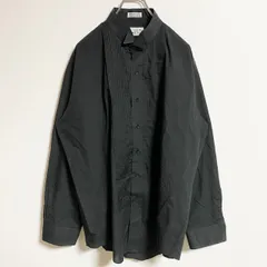 Chaplin　長袖無地プリーツシャツ　黒　ブラック　秋冬服　レトロ　ビッグシルエット　XLサイズ　古着【値引き交渉OK！】