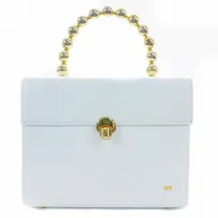ハナエモリ HANAE MORI ハンドバッグ パーティーバッグ ミニ 箱型 スクエア ロゴ レザー 白 ホワイト 鞄 かばん /AZ