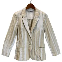 【中古】　ISSEY MIYAKE　テーラードジャケット　シングルボタン　ストライプ　日本製　ドメスティック　古着　/1156のサムネイル