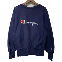 champion チャンピオン 古着 刺繍 半袖スウェット ライン ネイビー 