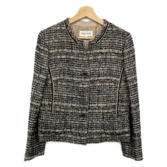 HANAE MORI(ハナエモリ) ジャケット サイズ40 M レディース美品  - 黒×グレーベージュ×マルチ 長袖/ツイード/ラメ/秋/冬