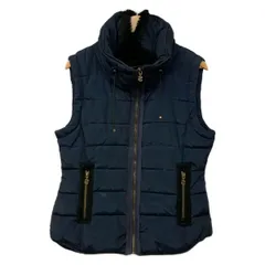 Desigual(デシグアル) ベスト サイズ42 L レディース美品  - ダークネイビー×黒 ジップアップ/中綿のサムネイル
