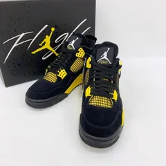 NIKE ナイキ スニーカー AIR JORDAN 4 RETRO THUNDER エアジョーダン レトロ サンダー シューズ 新品同様 DH6927-017 メンズ 27.0cm ブラック イエロー 靴 DF18947■のサムネイル