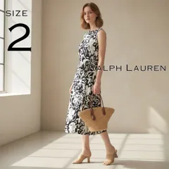 【極美品】Ralph Laurenラルフローレン ジャージー素材 花柄 ロングワンピース  2(S〜M) ネイビー紺×ホワイト白 【古着】【中古】【送料無料】のサムネイル