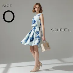 【美品】SNIDELスナイデル セパレートデザイン フラワープリント 花柄 ビジュー付きボリュームワンピース 0(S) 青ブルー 【古着】【中古】【送料無料】