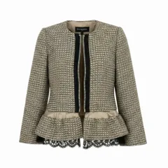 e11 sacai ノーカラーツイードジャケット 切替デザイン 12-01565 1サイズ ブラウン系 レディース 女性用u02tのサムネイル