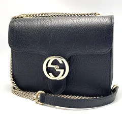 【普段使いにもお出かけにも】GUCCI グッチ インターロッキングG チェーンショルダーバッグ 510304 ブラック レザー ゴールド金具 斜め掛け 肩掛け お出かけ パーティー ラグジュアリー レディース ミニバッグ ブランドバッグ 当店基準真贋確認済
