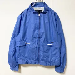 Sport Crest　長袖フルジップナイロンジャケット　ジャンパー　レトロデザイン　ブルー　青　Mサイズ　古着【値引き交渉OK！】