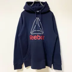Reebok　リーボック　スウェットパーカー/フーディー　デカロゴ　紺　ネイビー　Sサイズ　古着【値引き交渉OK！】