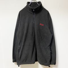 FILA フリースジャケット フルジップ ネイビー USA M ワンポイントロゴ