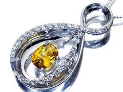 太陽の輝き！ 3.17ct イエローサファイア ダイヤ k18pg ネックレス 