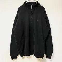 FILA フィラ　長袖ハーフジップワンポイントロゴ刺繍スウェット　パーカー　ハイネック　黒　XLサイズ　古着【値引き交渉OK！】