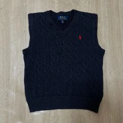 ポロラルフローレン ケーブルニット ベスト 赤ポニー刺繍 春 キッズM