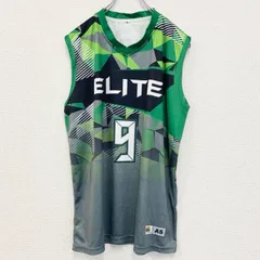タンクトップシャツ　ノースリーブ　バスケットボール　ユニフォーム　ELITE　9　緑　グリーン　Sサイズ　古着【値引き交渉OK！】