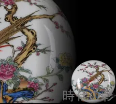 【粉彩 花鳥文 小印盒】景徳鎮窯 中国古美術 色絵 蓋盒 小物入れ 古陶磁 陶磁器 唐物 骨董 時代物 R26032617