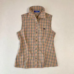 Burberrys BLUE LABEL バーバリーブルーレーベル ノバチェック ホースロゴ刺繍 ノースリーブ シャツ ブラウス