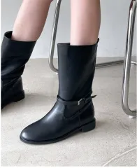 新品 ブラック バックル ミドルブーツ 250サイズ 出品