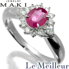 【新品仕上済】 ジュエリーマキ ルビー 0.62ct ダイヤモンド 0.34ct プラチナ Pt850 ヘイローデザインリング 11号 レディース 返品OKのサムネイル