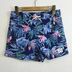 ROXY トロピカル柄 ショートパンツ イージーパンツ 総柄 ボードショーツ 水着 サーフショーツ ネイビー ピンク レディース S 古着 E136のサムネイル