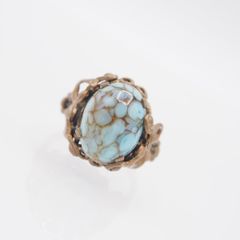 W332 Turquoise-style Ring Design Gold Color Ring Costume Jewelry Size 12