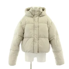 ザラ ZARA 中綿ジャケット ブルゾン S オフホワイト フード付き  クロップド丈 /AU