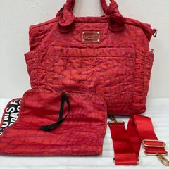 Ｙ3060　MARC BY MARC JACOBS　マークバイマークジェイコブス　2way　マザーズバッグ　トートバッグ　ショルダーバッグ　おむつ替えシート　赤　レッド　クロコ柄　大きめ　大容量　ポケット多数　カジュアル　シンプル　レディース