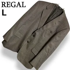 【美品】REGAL リーガル テーラードジャケット スーツジャケット ブラウン カーキ ツイード調 メンズ ビジネス ウール カシミヤ 2ツボタン ノッチラペル 胸囲96 上質素材 毛混 フォーマル ビジネス 通勤 AB5【L】のサムネイル