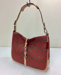 【未使用品】 COACH コーチ 6091 シグネチャー キャンバス×レザー ハンドバッグ ワンショルダーバッグ 肩掛け レッド　 K0511