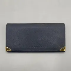 美品　GIVENCHY ジバンシー　長財布　フラップ　ロゴ型押し　ゴールド金具　レザー　紺　ネイビーのサムネイル